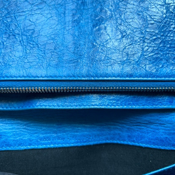 BALENCIAGA Zip Around Wallet, Blue with Giant Silver Hardware - Picture 5 of 15